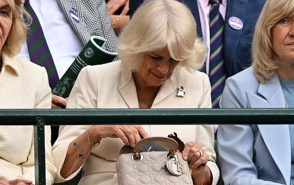 She first showcased the $6,000 beige handbag at Wimbledon on July 10 and then during a visit to Cardiff, Wales, on July 11.